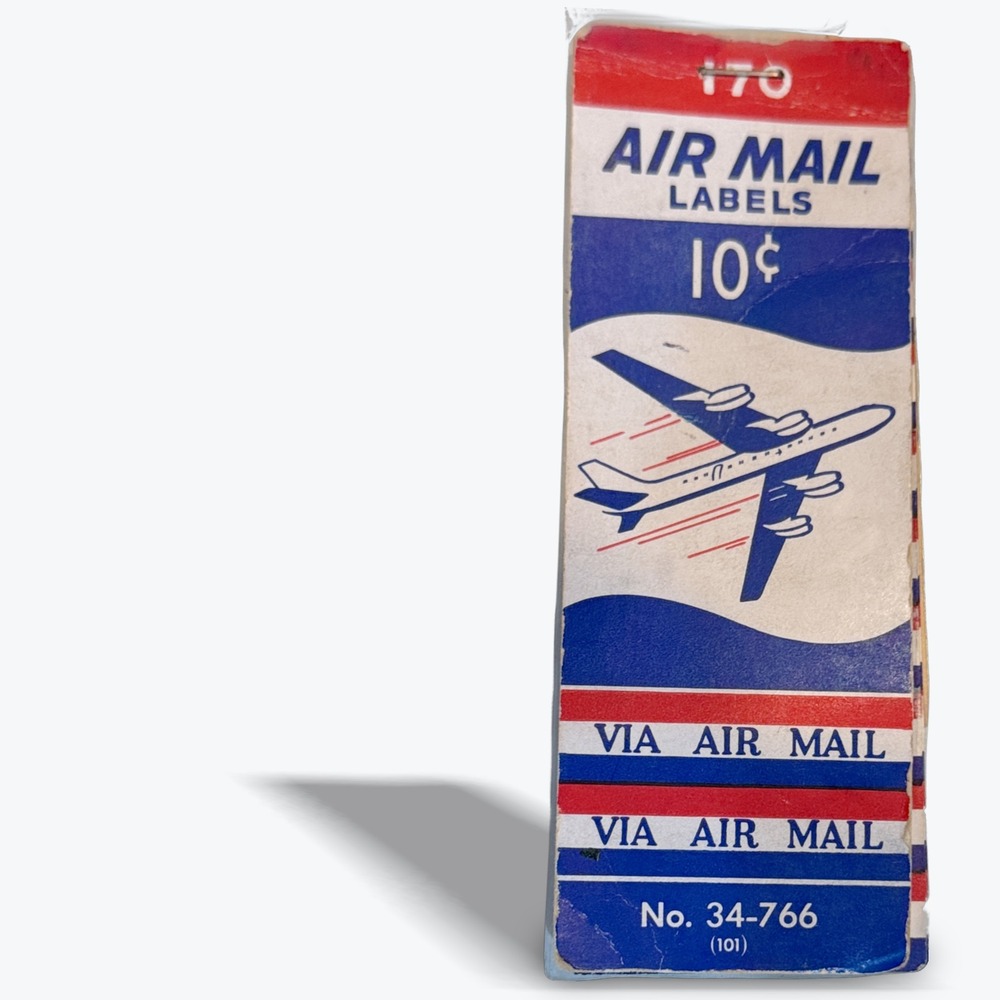 Vintage Air Mail Labels Stamps 10‎ Cent Price Unused Aviation Theme over 65